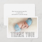 写真ありがとう　モダン　ボールド　アウトライン　オーバーレイ　ブラック サンキューカード (正面/裏面)