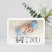 写真ありがとう　モダン　ボールド　アウトライン　オーバーレイ　ブラック サンキューカード (スタンド正面)