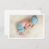 写真ありがとう 現代的なアウトラインオーバーレイタイプ サンキューカード (正面/裏面)