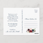 写真ありがとうMarsala Navy Flowerのポストカード ポストカード (裏面)