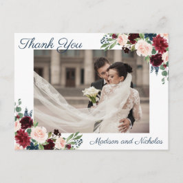 写真ありがとうMarsala Navy Flowerのポストカード ポストカード