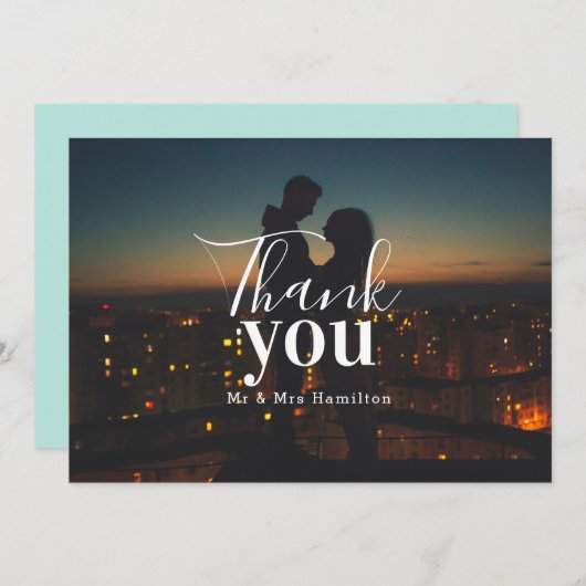 写真ありパーソナライズされたと サンキューカード (正面/裏面)