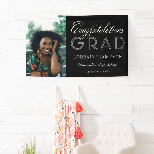 写真おめでとうございます書道の卒業 横断幕 (インサイチュ)