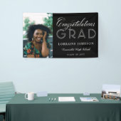 写真おめでとうございます書道の卒業 横断幕 (トレードショー)