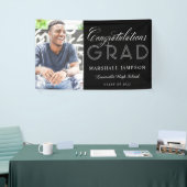 写真おめでとうございます書道の卒業 横断幕 (トレードショー)