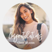 写真おめでとうパーソナライズされた ラウンドシール (正面)