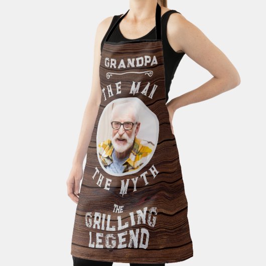 写真おもしろいおじいちゃん男の神話のグリリング伝説 エプロン (インサイチュ)