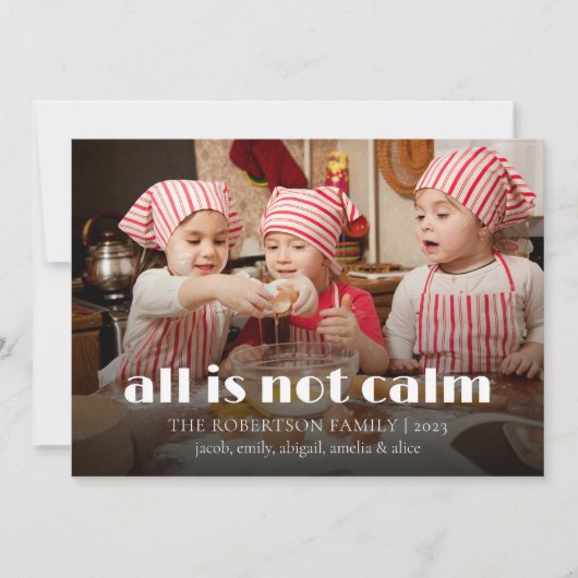 写真おもしろいすべて穏やかな家族のクリスマスカードではない サンキューカード (正面)