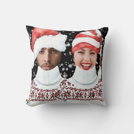 写真おもしろいのクパーソナライズされたリスマス クッション (正面)