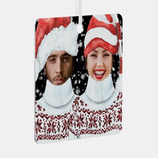 写真おもしろいのクパーソナライズされたリスマス メタルオーナメント (正面右)