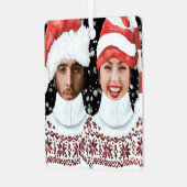 写真おもしろいのクパーソナライズされたリスマス メタルオーナメント (正面左)