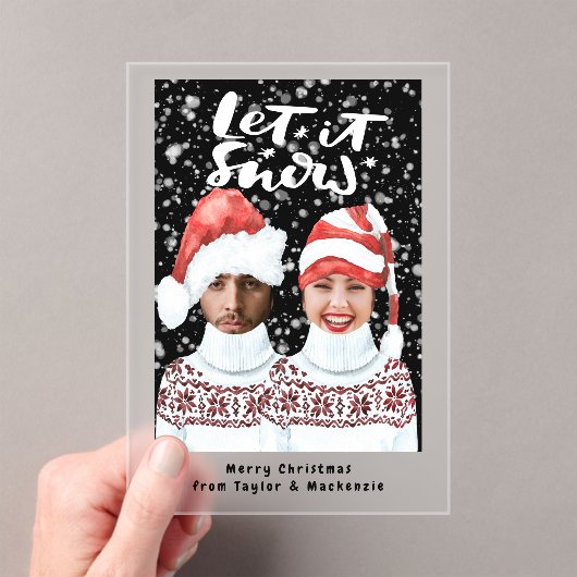 写真おもしろいのパーソナライズされたクリスマス アクリル招待状 (インサイチュ (ポータブル))