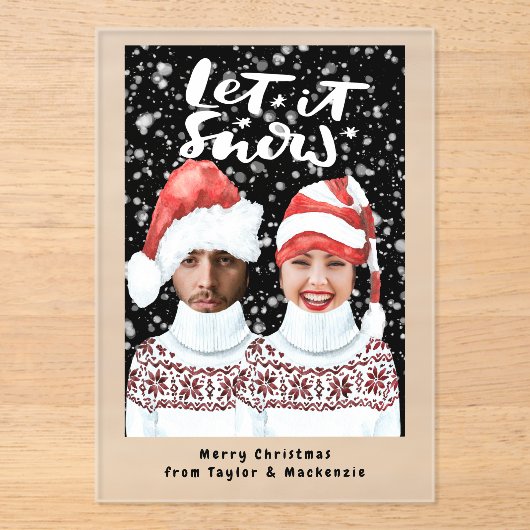 写真おもしろいのパーソナライズされたクリスマス アクリル招待状 (正面)