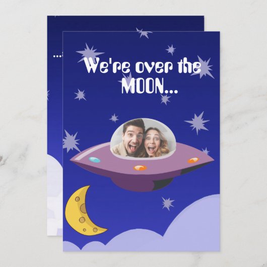 写真おもしろいの宇宙船We're Over the Moon救 The The Moon セーブザデート (正面/裏面)