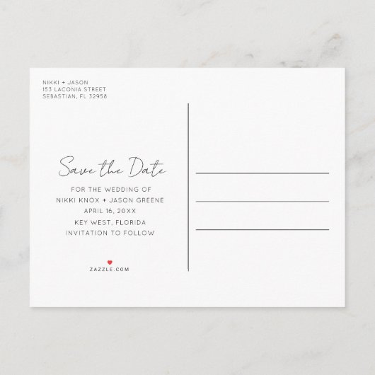 写真おもしろいの結婚予算日付の保存 案内ポストカード (裏面)