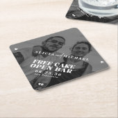 写真おもしろいオープンバー結婚式の日付を保存 ペーパーコースター (アングル)