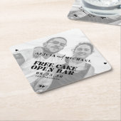 写真おもしろいオープンバー結婚式の日付を保存 ペーパーコースター (アングル)