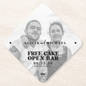 写真おもしろいオープンバー結婚式の日付を保存 ペーパーコースター (正面)