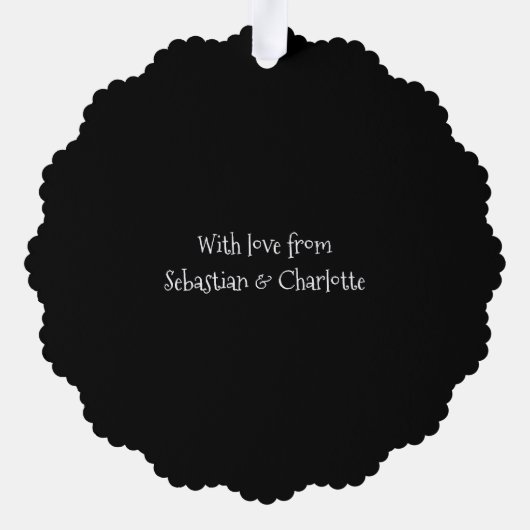 写真おもしろいカスタムパーソナライズされた オーナメントカード (裏面)