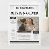 写真おもしろいカスタム新聞結婚式招待状 カード (正面)