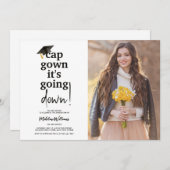 写真おもしろいキャップガウン卒業式に行く 招待状 (正面/裏面)
