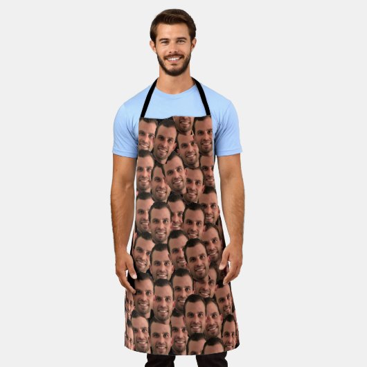 写真おもしろいパーソナライズされた顔シェフギフト。 エプロン (着用した状態)