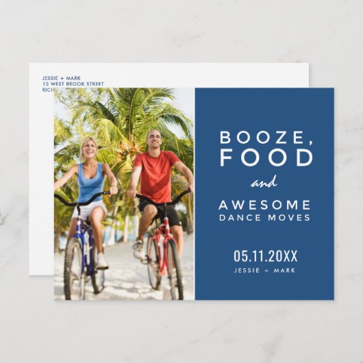 写真おもしろいビーチ結婚式鍵西の日付を保存 案内ポストカード (正面/裏面)