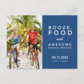 写真おもしろいビーチ結婚式鍵西の日付を保存 案内ポストカード (正面)