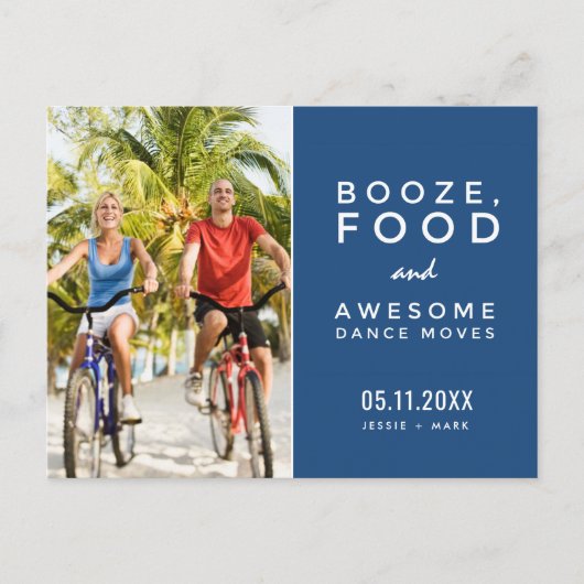 写真おもしろいビーチ結婚式鍵西の日付を保存 案内ポストカード (正面)