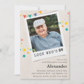 写真おもしろいメンズ89歳の誕生日招待状 招待状 (正面)