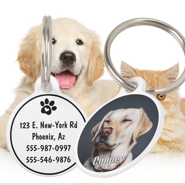 写真おもしろい付きカスタムペット用名札 – パーソナライズ ペット　ネームタグ (Funny Custom Pet ID Tag with Photo - Personalize Dog Humor Style )