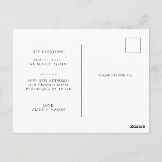 写真おもしろい付き引越し案内はがき ポストカード (裏面)