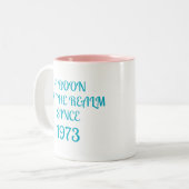 写真おもしろい付き文言クールフォント ツートーンマグカップ (正面左)