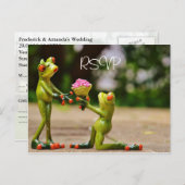 写真おもしろい付きFrogs Wedding RSVP インビテーションポストカード (正面/裏面)