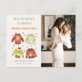 写真おもしろい冬クリスマスハート醜いセーター シーズンポストカード (正面)