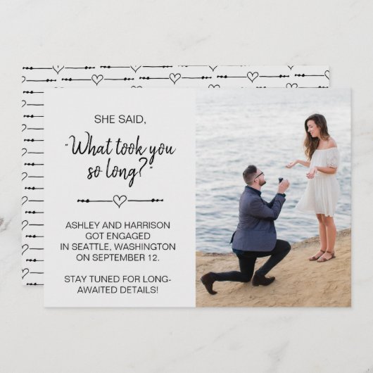 写真おもしろい彼女は私が「何をそんなに長くかかったか」と言った婚約した 招待状 (正面/裏面)