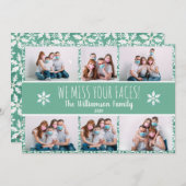 写真おもしろい恋しく思顔緑のスノーフレークCovid シーズンカード (正面/裏面)