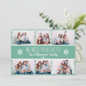 写真おもしろい恋しく思顔緑のスノーフレークCovid シーズンカード (スタンド正面)