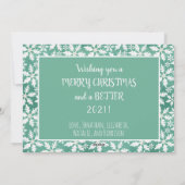 写真おもしろい恋しく思顔緑のスノーフレークCovid シーズンカード (裏面)