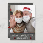 写真おもしろい恋しく思Your顔Covid Christmas シーズンカード (正面/裏面)
