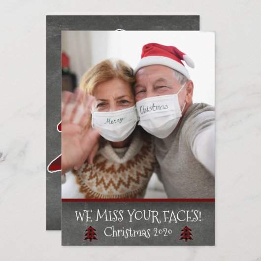 写真おもしろい恋しく思Your顔Covid Christmas シーズンカード (正面/裏面)