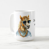 写真おもしろい撮影の準備ができている馬 コーヒーマグカップ (正面左)