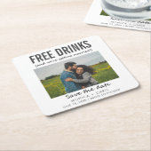 写真おもしろい結ユニーク婚日付の保存 スクエアペーパーコースター (アングル)