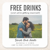 写真おもしろい結ユニーク婚日付の保存 スクエアペーパーコースター (正面)