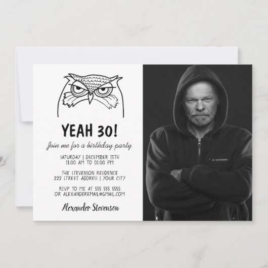 写真おもしろい30歳の誕生日 招待状 (正面)