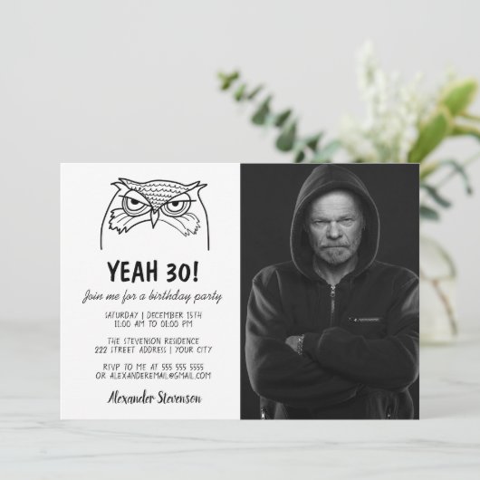 写真おもしろい30歳の誕生日 招待状 (スタンド正面)