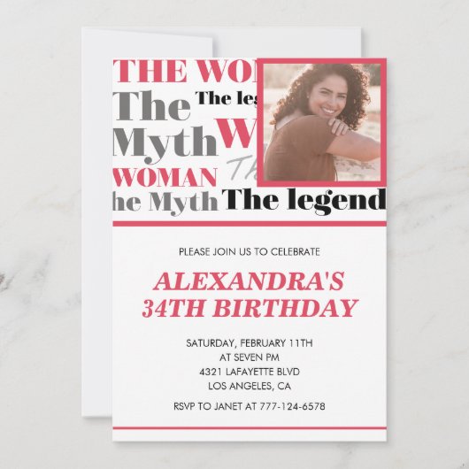 写真おもしろい34歳の誕生日の招待コンテンポラリー 招待状 (正面)