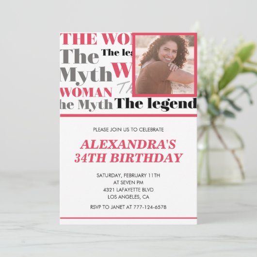 写真おもしろい34歳の誕生日の招待コンテンポラリー 招待状 (スタンド正面)