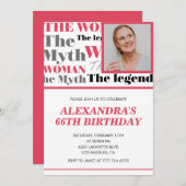 写真おもしろい66歳の誕生日の招待コンテンポラリー 招待状 (正面/裏面)