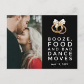 写真おもしろいQRコード予算結婚式の日付の保存 案内ポストカード (正面)